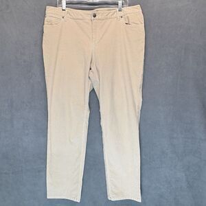 J JILL Corduroy Pants Size 18P Cotton Blend Stretch Slim Leg Tan Beige